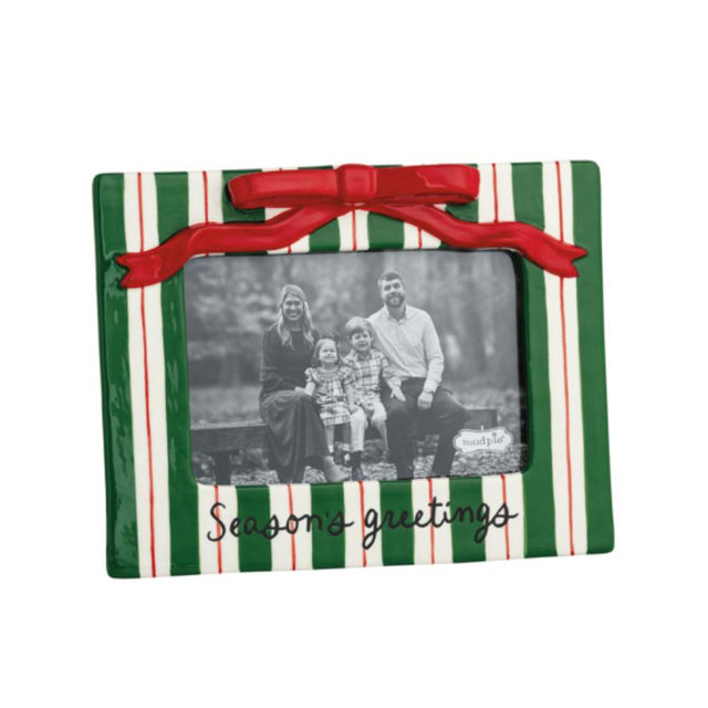 Stripe Ceramic Bow Christmas Frame