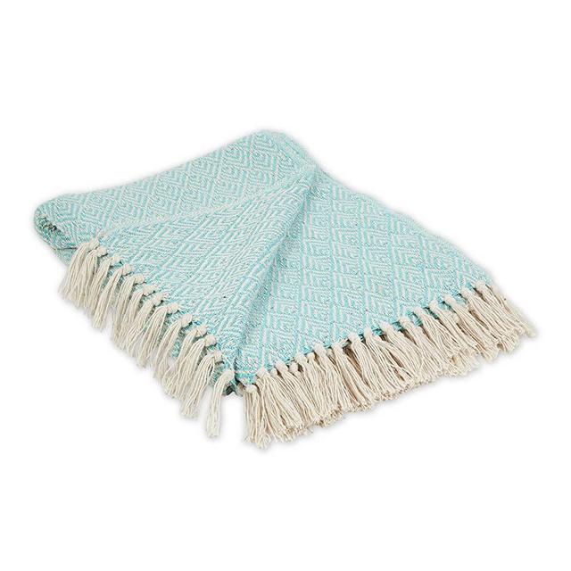 DII Diamond Throw Collection Cotton Woven, 50x60, Aqua