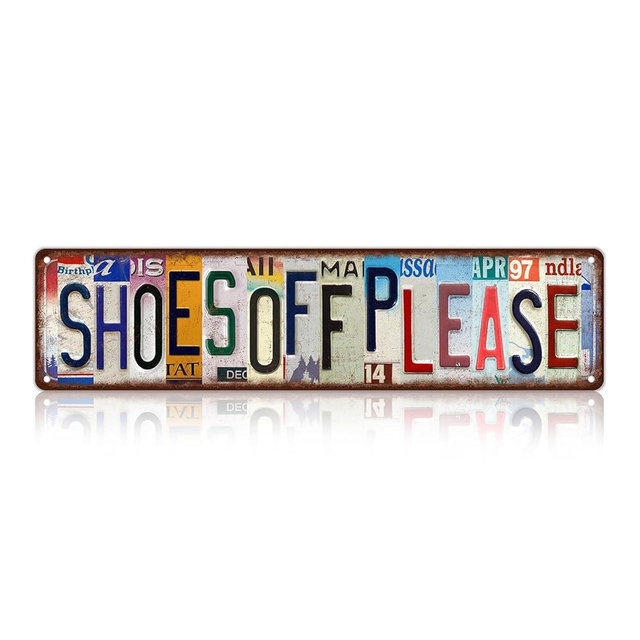 TREEPERI Vintage Shoes Off Please Street Sign Wall Decor Metal Tin Signs for Home Bedroom Outdoor