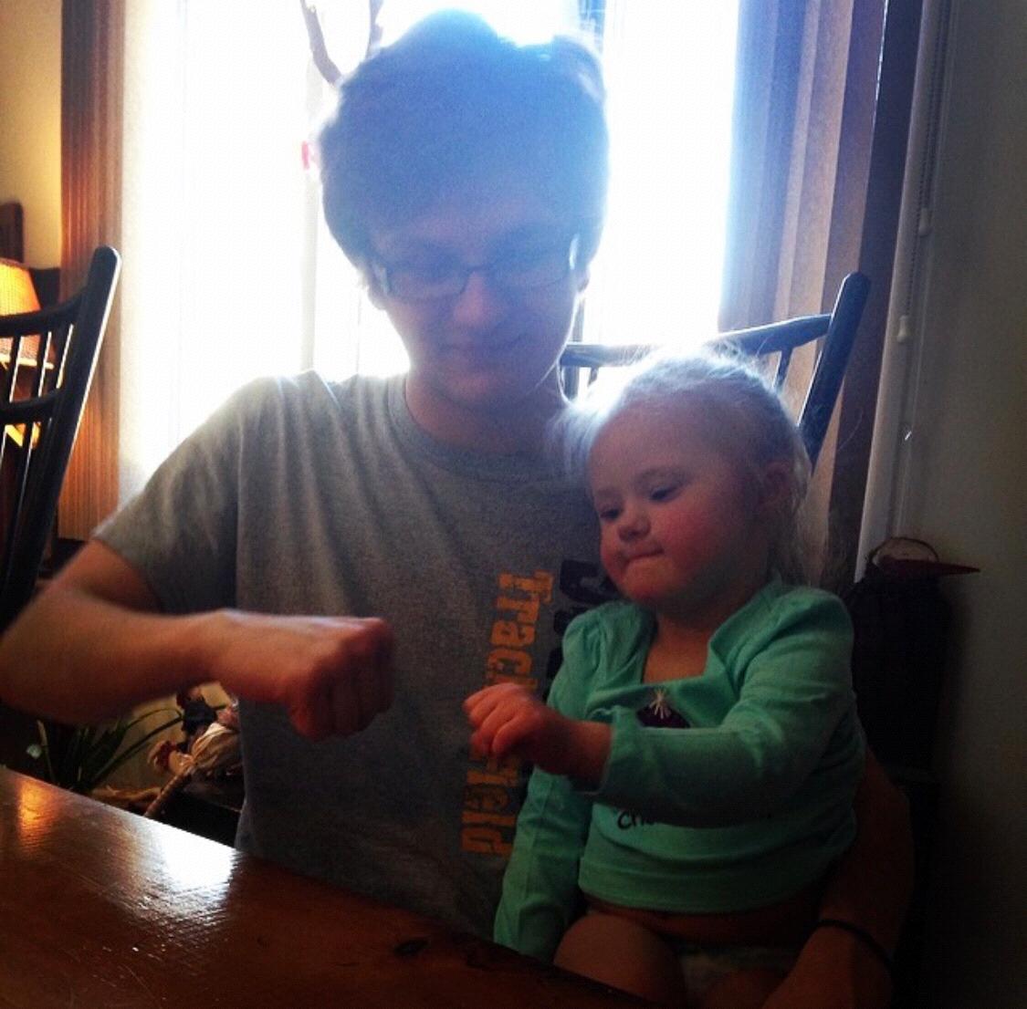 Casey is the one who taught my baby sister to first bump!