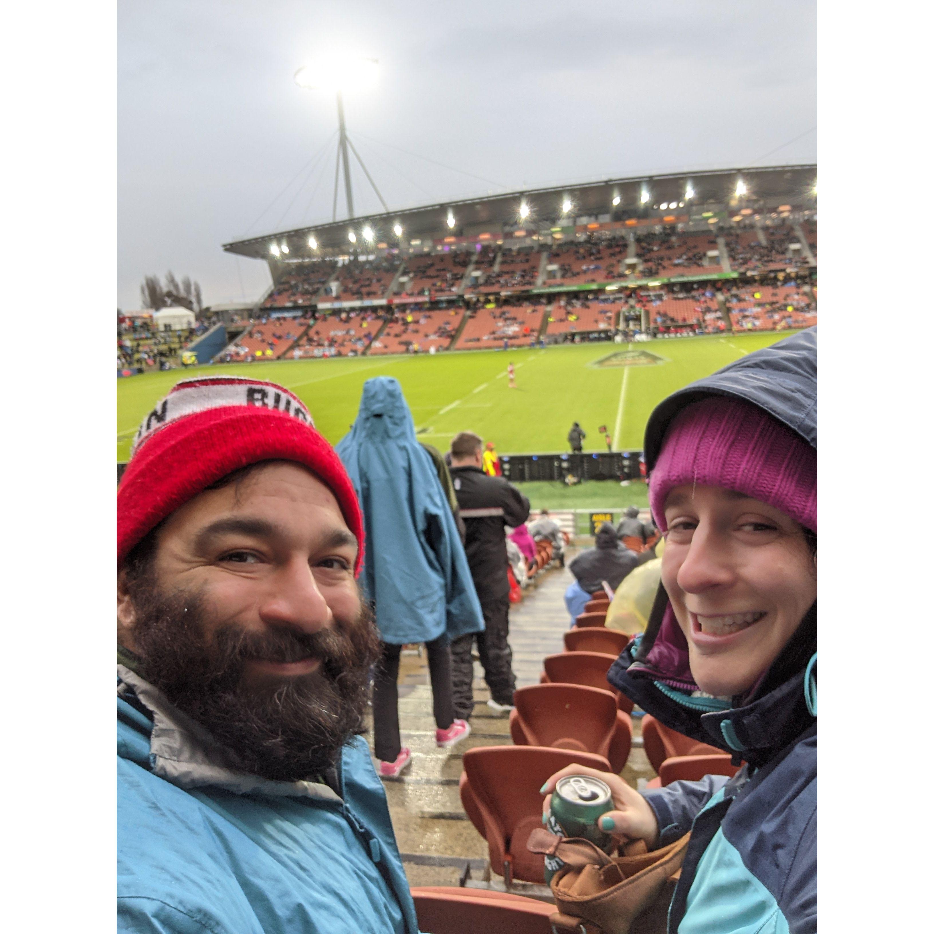 Attending some international rugby matches in *sunny* New Zealand