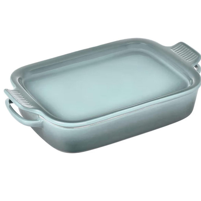 Le Creuset Stoneware Rectangular Dish with Platter Lid, 14 3/4" X 9", Sea Salt