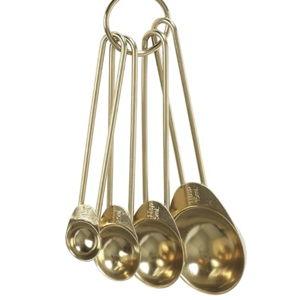 Martha Stewart Richburn 4-Piece Gold Stainless Steel Measuring Spoons Set – Durable and Stylish Kitchen Measuring Tools for Precise Baking and Cooking