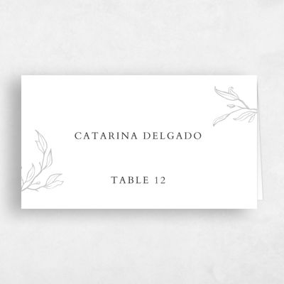 White Wedding Place Card - Everhart