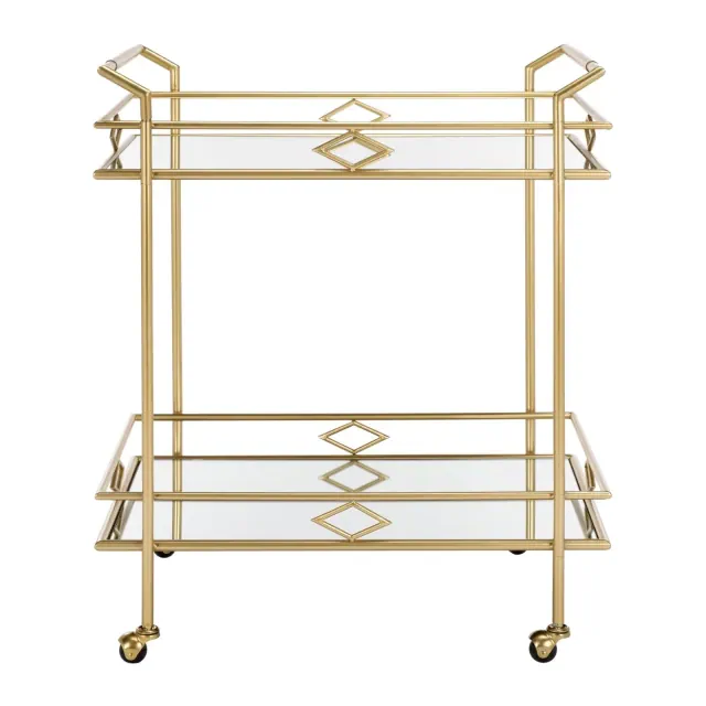 Elspeth 2 Tier Bar Cart - BCT2501A - Gold/Mirror - Safavieh