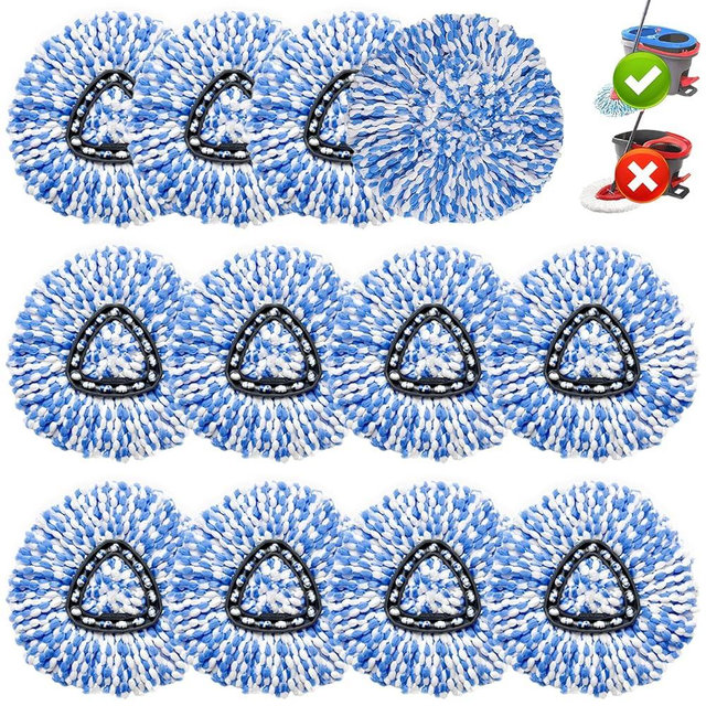 12 Pack Spin Mop Replacement Head,Fit for Rinse Clean 2-Tank System, Microfiber Mop Head Replacement Easy Wring Mop,Refill Mop Replace Head for Floor Cleaning