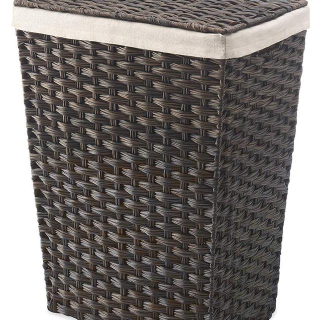 Whitmor Rattique Laundry Hamper with Lid and Removable Liner - Espresso