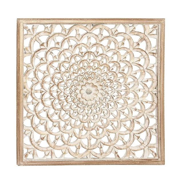 Deco 79 23791 Wooden Wall Panel, 36" x 36", Light Brown