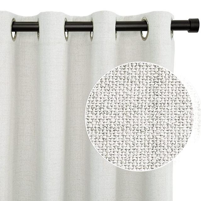 Zeerobee 100% Blackout Curtains 84 Inches Long 2 Panels Set Linen Blackout Curtains Beige Curtains & Draps Room Darkening Curtains Thermal Insulated Black Out Curtains Bedroom/Living Curtains, 50''W