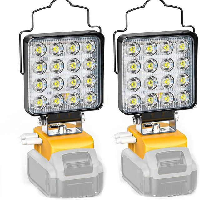 Cordless LED Work Light Compatible with DeWALT 20V: Ecarke 20v Light with Low Voltage Protection, USB & Type-C Charging Port, Work Light for Job Site, Camping, Outdoor, Fishing (2pcs)
