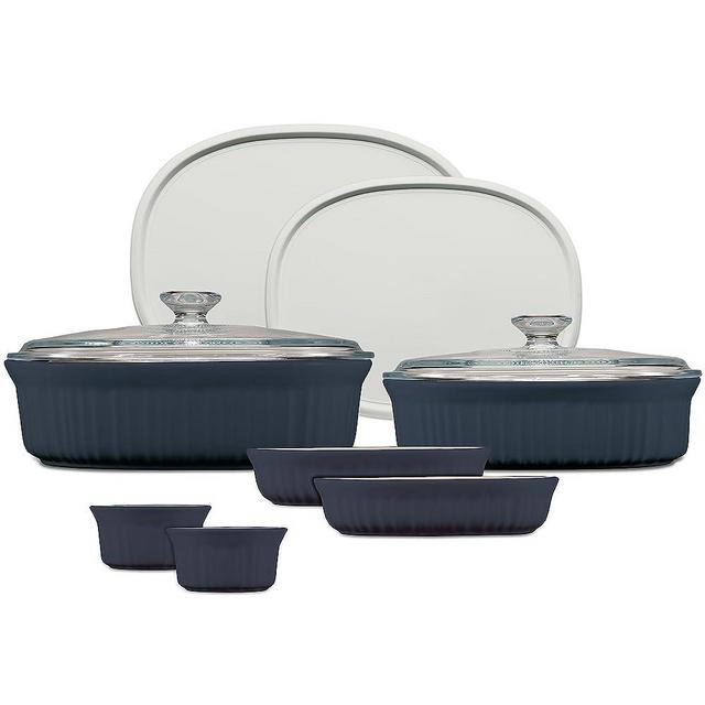 CorningWare Ceramic Bakeware Set with Lids, Chip and Crack Resistant Stoneware Baking Dish, Microwave, Dishwasher, Oven, Freezer and Fridge Safe, 10-Piece French Navy
