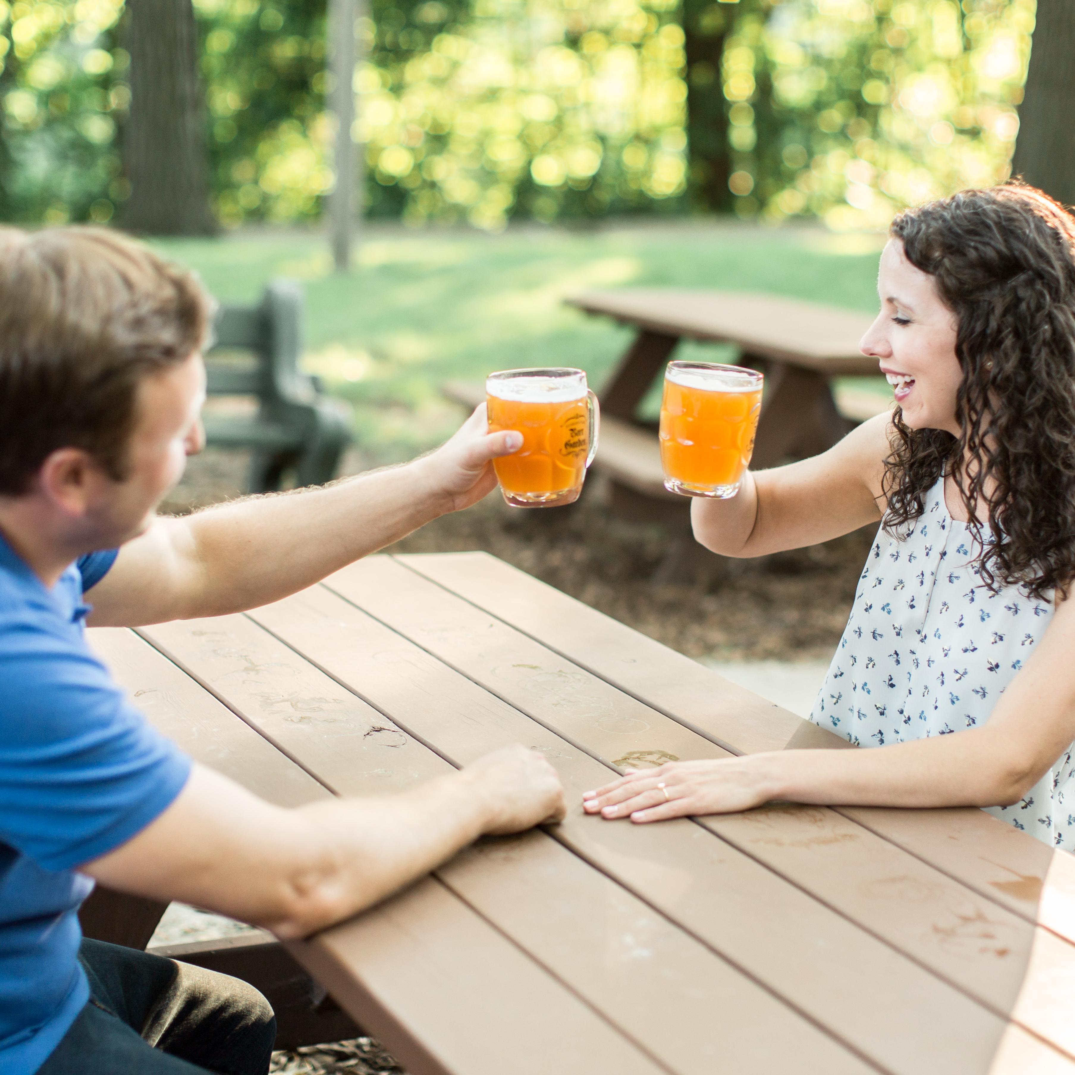 Engagement photos in Hubbard Beer Garden. July 2018