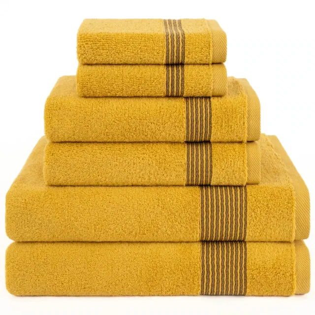 American Soft Linen Pleated Collection 100% Combed Cotton Luxury 6 Piece Towel Set, Zero Twist Ultra Soft and Plush Towels for Bathroom