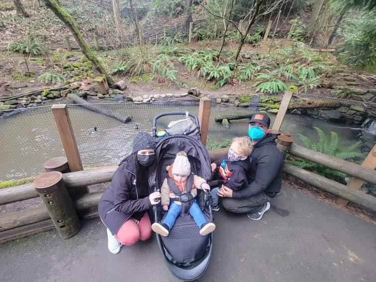 Dustin and Maya at the Oregon Zoo with both of their nephews 2022