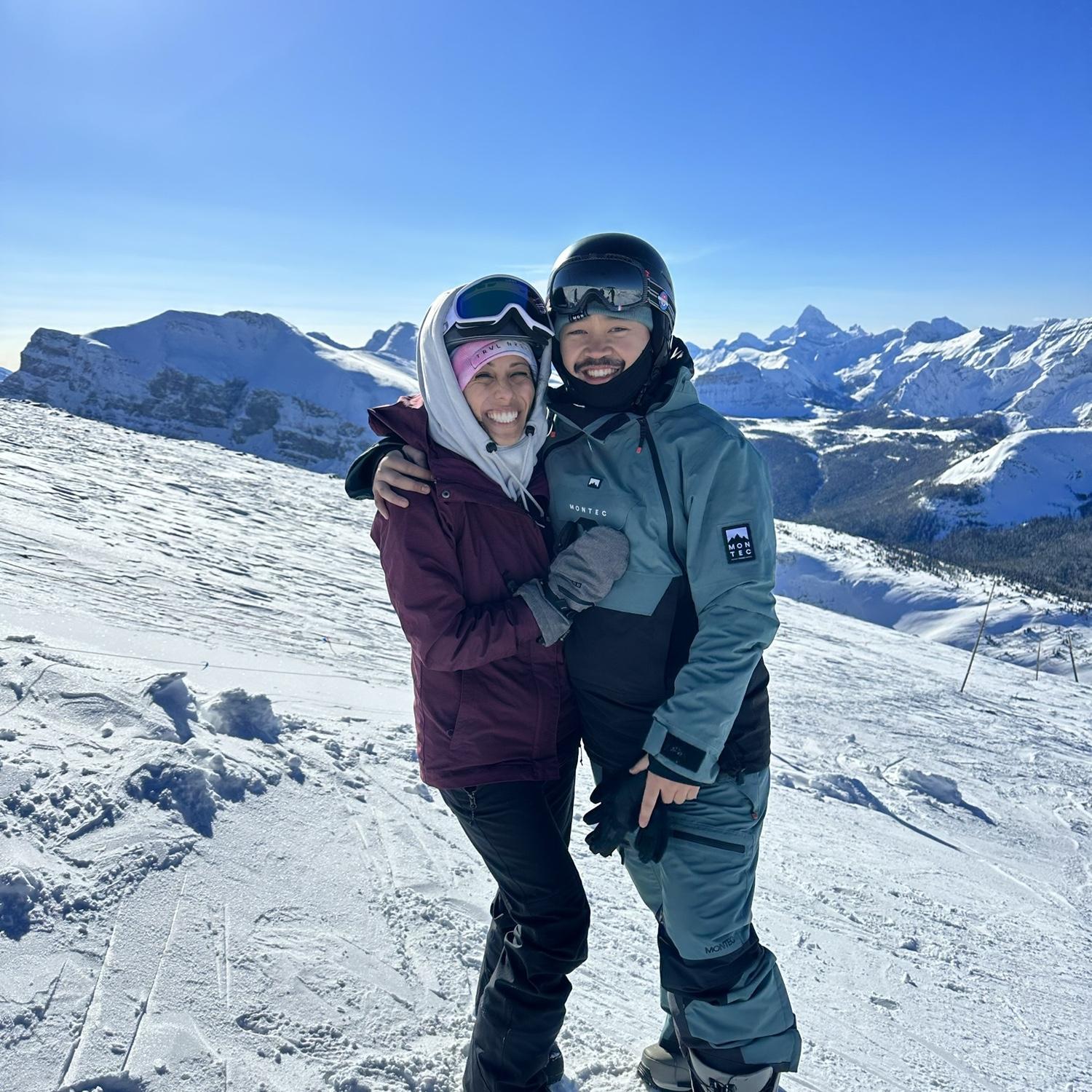 On one of snowboarding trips to Banff, Canada!