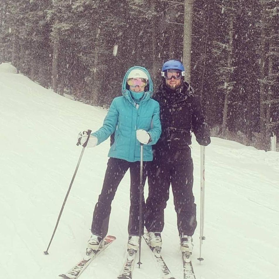 After our first ever black run, Bulgaria.