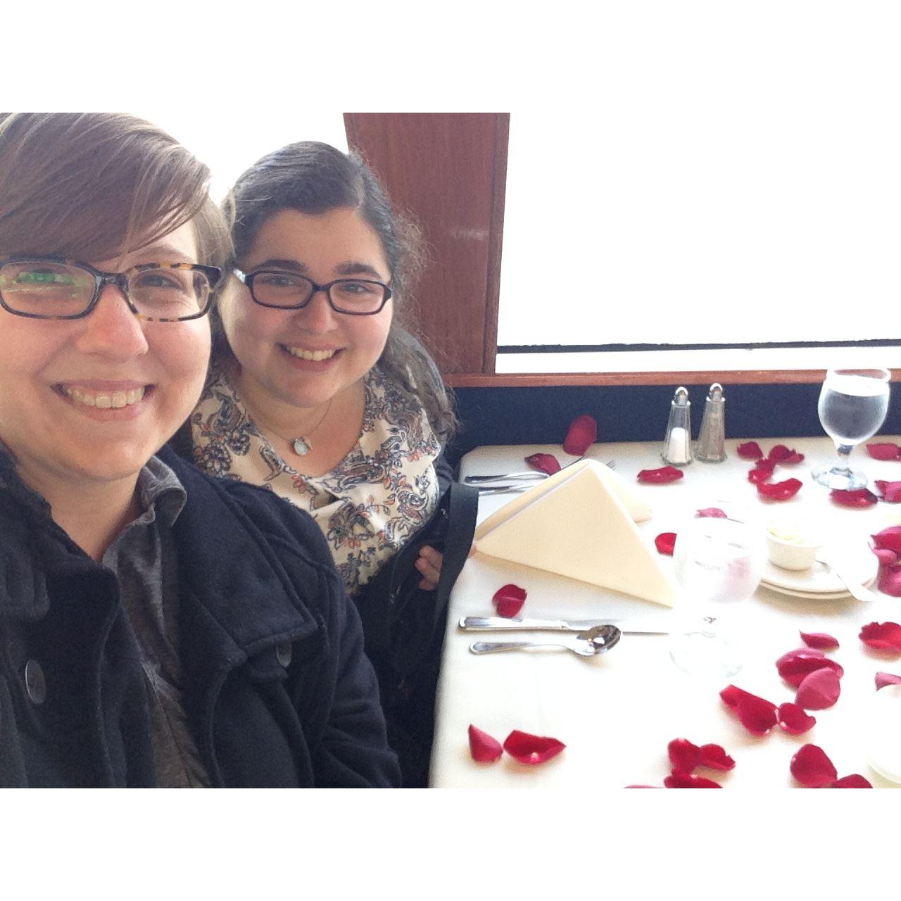 Maureen: We went to Seattle together for a conference and went on a dinner cruise together.