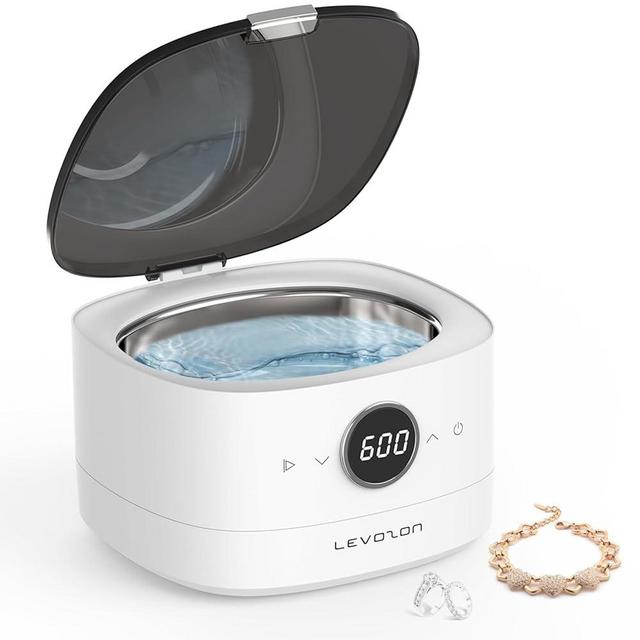 LEVOZON Ultrasonic Cleaner, 48kHz Professional Ultrasonic Jewelry Cleaner Machine 750ml with Touch Control,5-Level Timer for Silver, Gold, Glasses, Rings, Retainer, Wacth Bands, Denture
