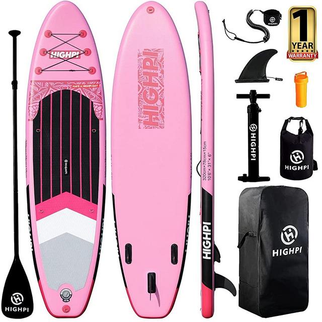 Highpi Inflatable Stand Up Paddle Board 10'6''/11' Premium SUP W Accessories & Backpack, Wide Stance, Surf Control, Non-Slip Deck, Leash, Paddle and Pump, Standing Boat for Youth & Adult