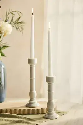White Marble Taper Holder