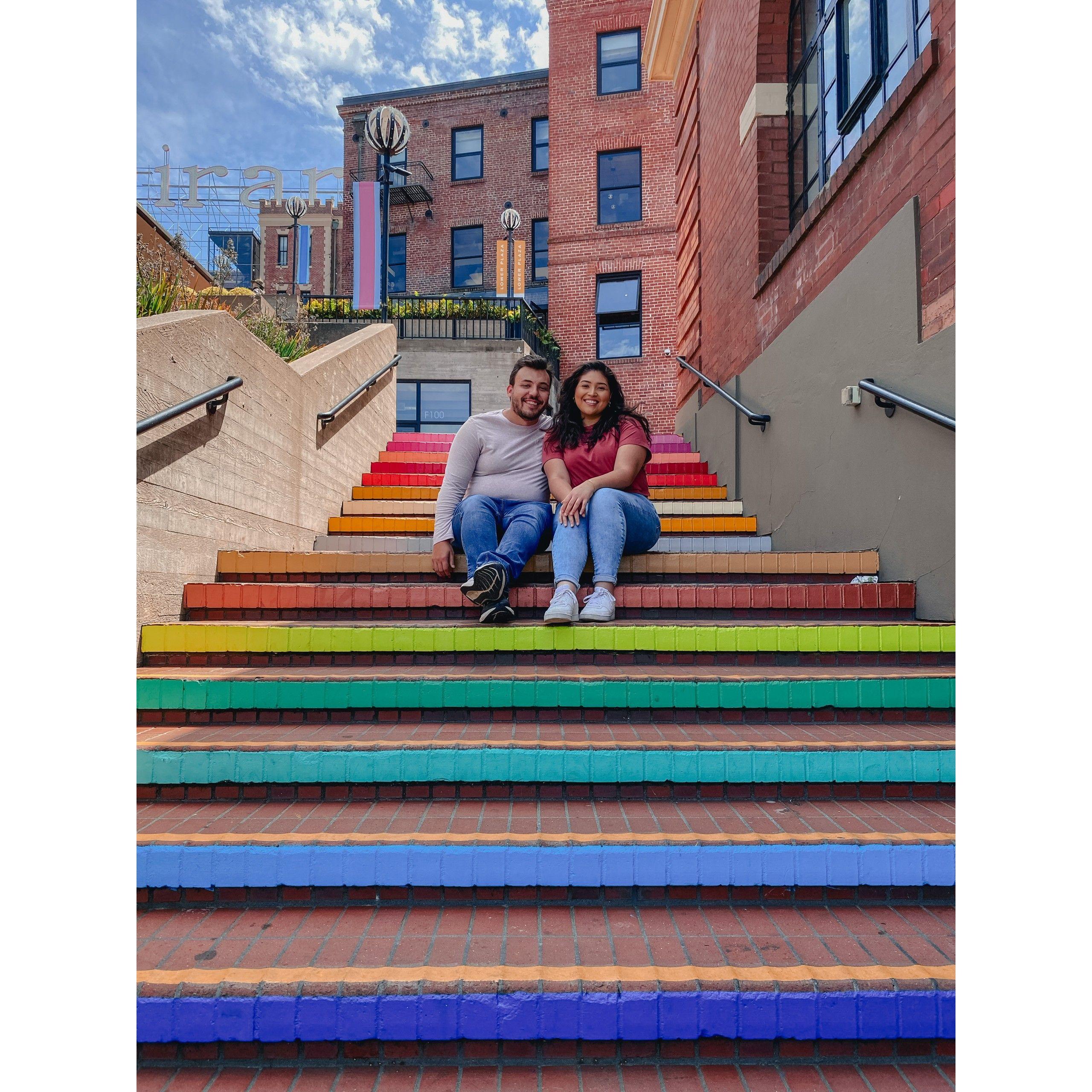 Rainbow stairs at Ghirardelli Square in San Francisco!