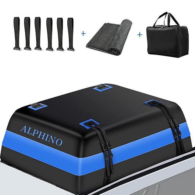 21 Cubic Feet Car Roof Bag Rooftop Cargo Carrier Bag, Excellent Military Quality Luggage Bag With Waterproof Zip, Anti-Tear 840D PVC, Storage Bag & Anti-Slip Mat For All Vehicle with/Without Rack