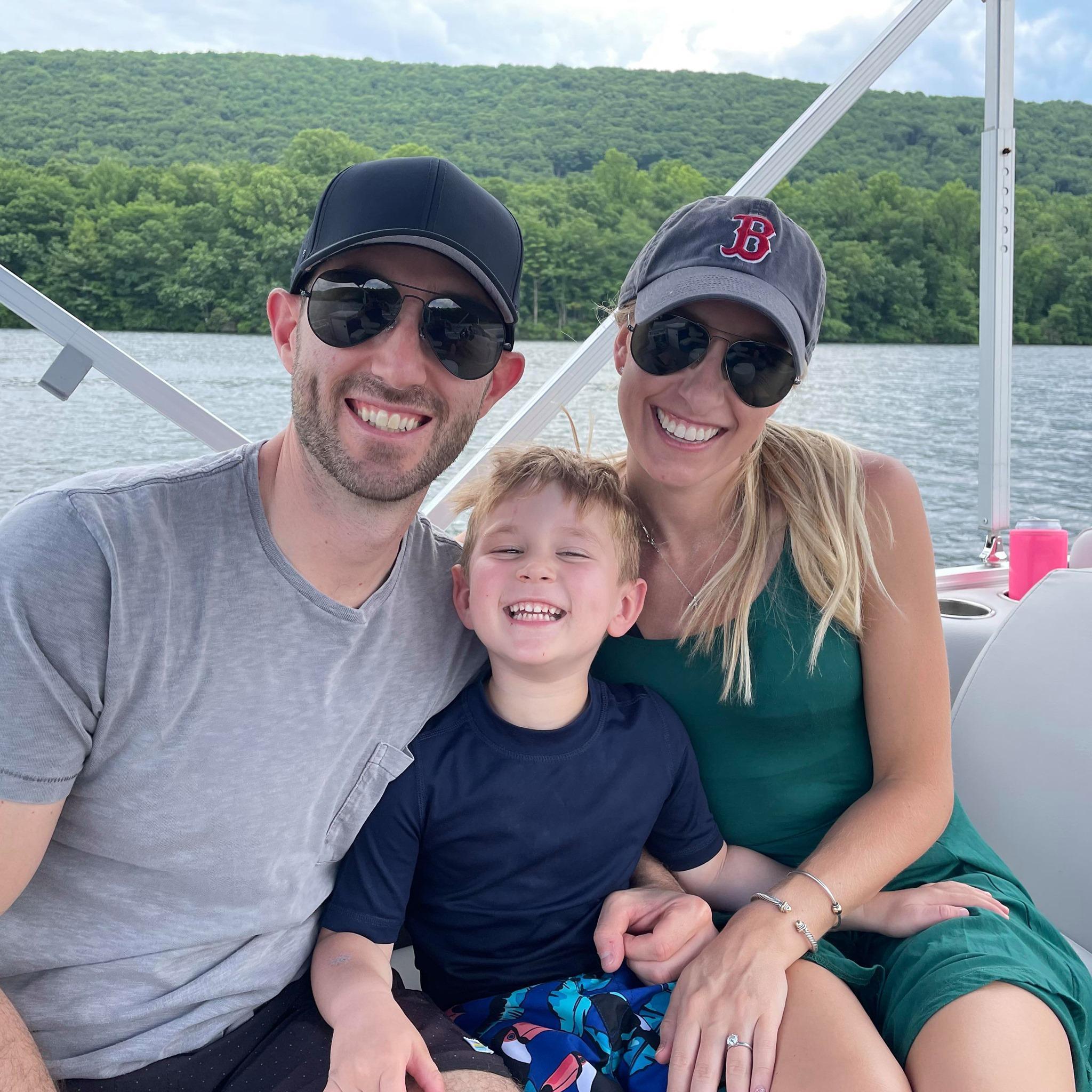 Enjoying a day out on Lake Hauto with Brian's family!