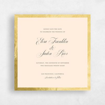 Buttercream, Beige Wedding Save the Date - Azurite Square Foil