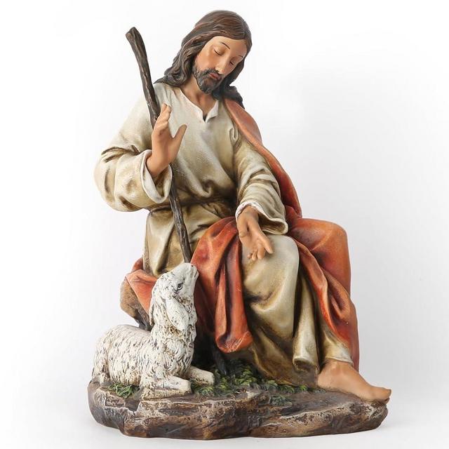 BC Catholic The Good Shepherd Statue, Jesus Christ with Lamb Figure, Religious Gift，8.3" H, Hand Painted Classical Renaissance Sculpture Masterpiece by Buildclassic