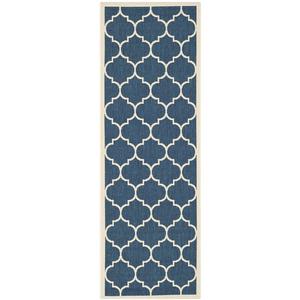 Safavieh Courtyard Collection CY6914-268 Navy and Beige Indoor/ Outdoor Runner (2'3&quot; x 8')