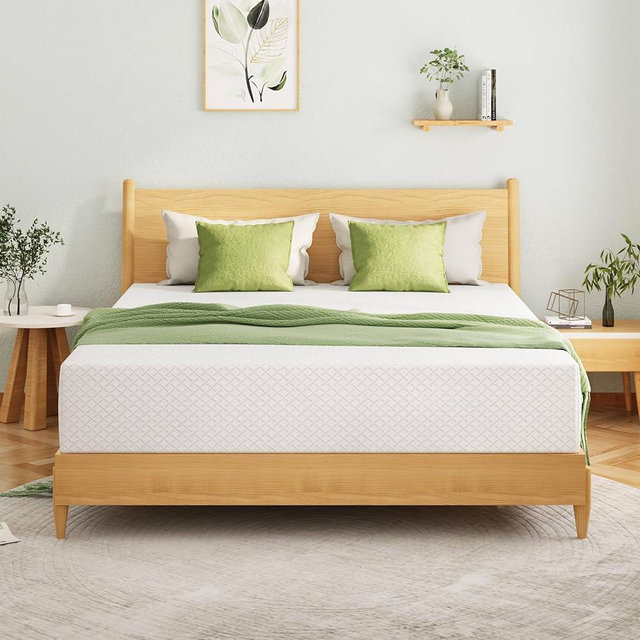 EGOHOME 14 Inch Queen Mattress, Memory Foam Mattress in a Box with Cooling Green Tea Gel, Relieve Pressure with Medium Firm Support, CertiPUR-US Certified, 80''L x 60''W, White