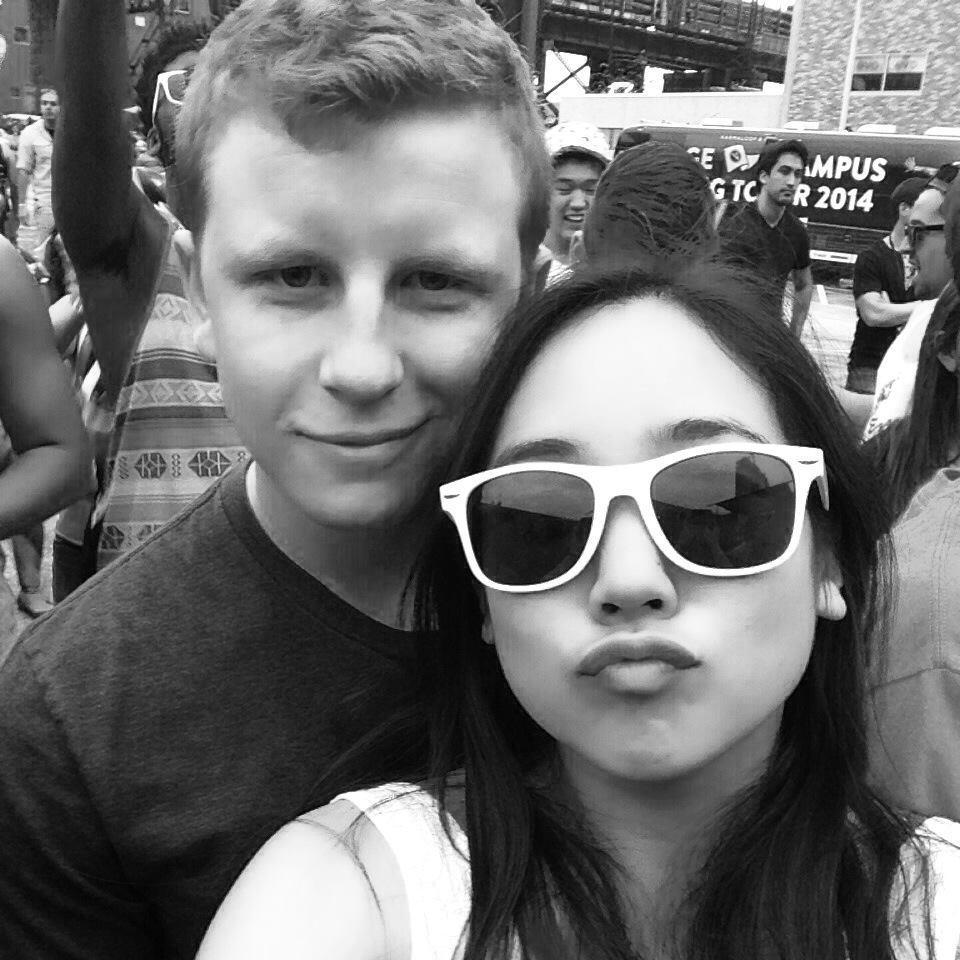 Josh learning to love being at the front of an EDM concert.