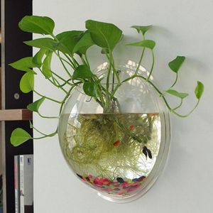 Sweetsea Creative Acrylic Hanging Wall Mount 1 Gallon Fish Tank Bowl Vase Aquarium Plant Pot Fish Bubble Aquarium Decor - Clear (Large)