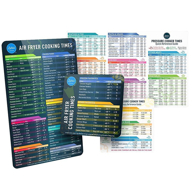 Lotteli Kitchen Instant Pot Cheat Sheet Magnet & Air Fryer Magnetic Cheat Sheet Bundle Set - Pressure Cooker Air Fryer Accessories Magnet Sheets, Instant Pot Accessories Quick Reference Guide