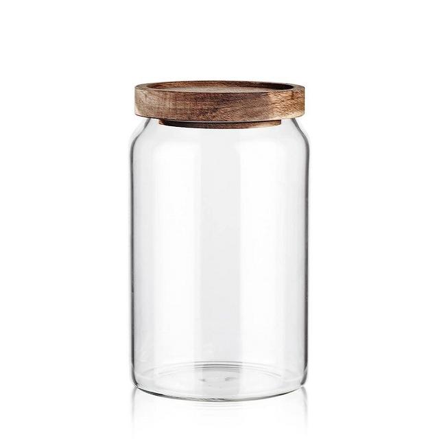 Labina Glass Storage Container Airtight Food Jars Kitchen Canister with Wood Lids, 32 Oz Wide Mouth Pantry Organization Glass Jar for Flour, Sugar, Cookie, Spagetti, Nuts and Candy