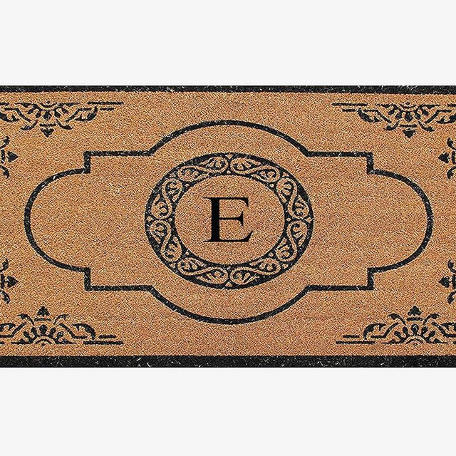 A1 Home Collections First Impression Hand Crafted Abrilina Entry Coir Monogrammed Double Doormat, 72" L x 36" W, X-Large
