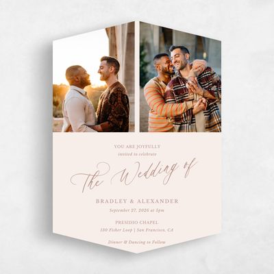 Beige Diamond Wedding Invitation - Andros Multiphoto