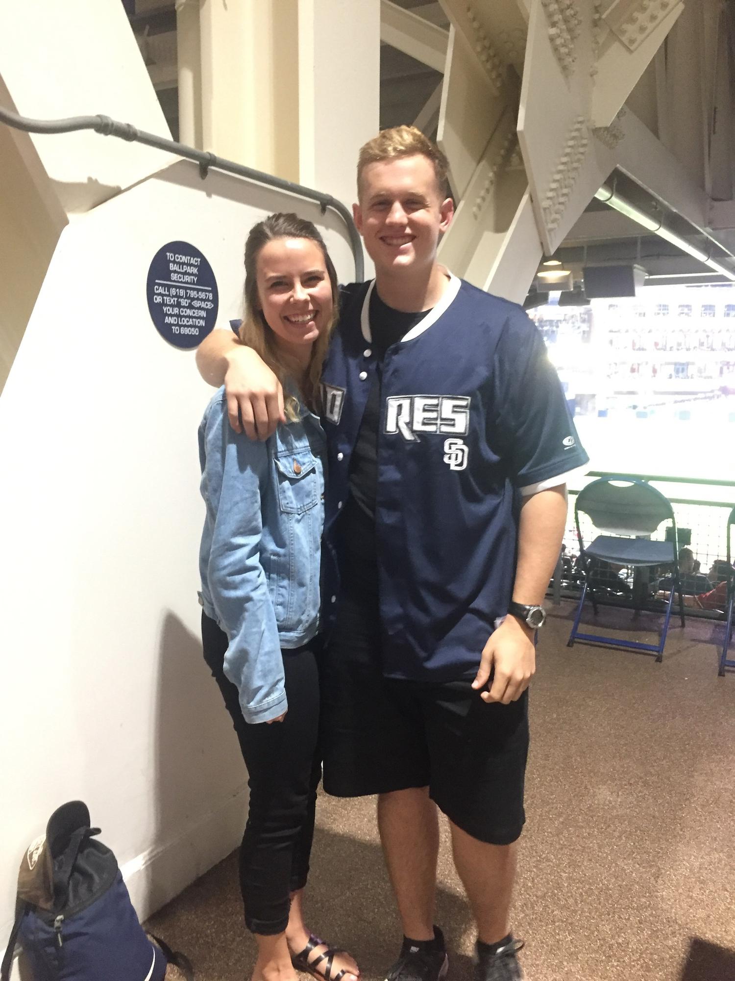 Our first picture together at the Padres game, and also our first *unofficial* date.
