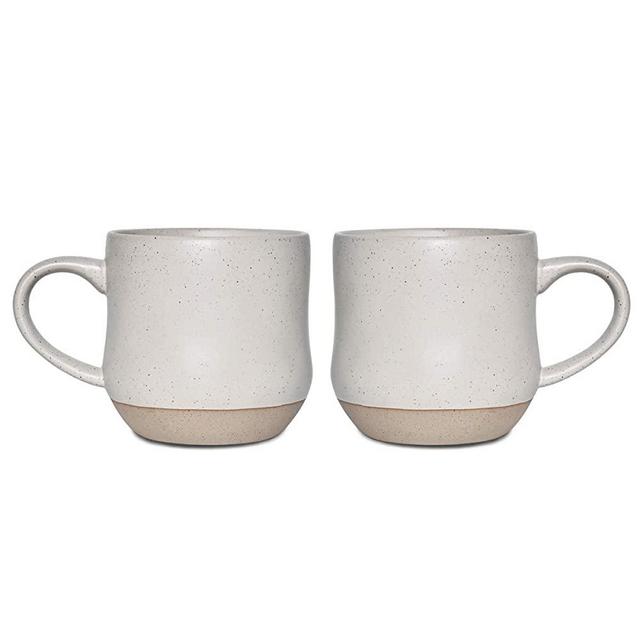 Bosmarlin Large Stoneware Coffee Mug Set of 2, Big Tea Cup for Office and Home, 17 Oz, Dishwasher and Microwave Safe, 1 PCS (White, 2)