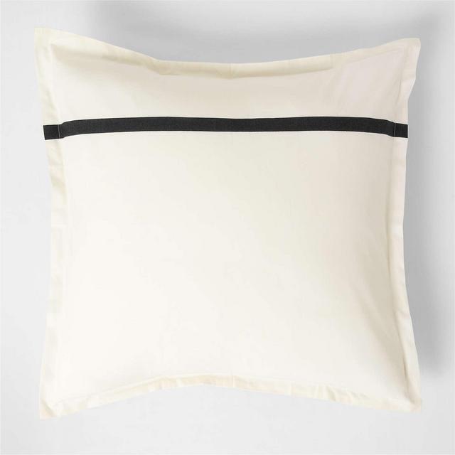Favorite Organic Cotton Percale Tuxedo Stripe Ink Black Euro Bed Pillow Sham