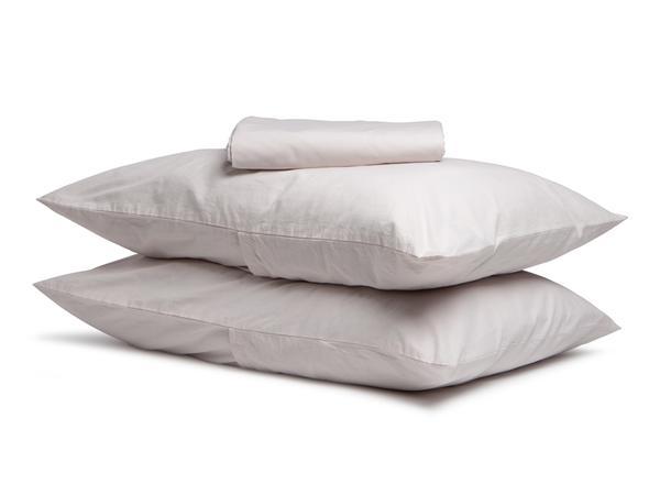 Percale Sheet Set - Fitted Sheet + Top Sheet + 2 Standard Pillowcases (White, Queen)