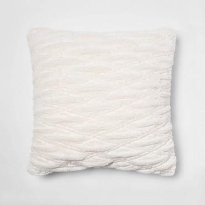 Euro Rouched Faux Fur Throw Pillow Cream - Threshold™