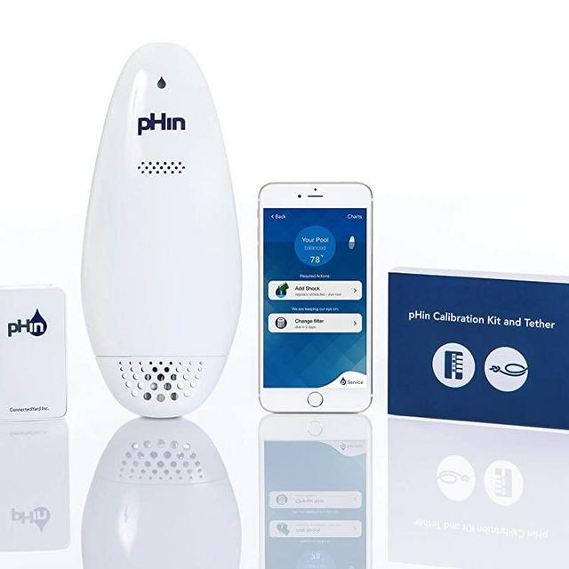 pHin Smart Water Care Monitor for Pools, Hot Tubs and Spas - 24/7 Continuous Water Testing + Know When to Add Chemicals with Automatic App Notifications (New & Improved)
