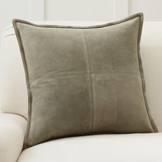 Pieced Suede Pillow Cover, 20 x 20", Cypress