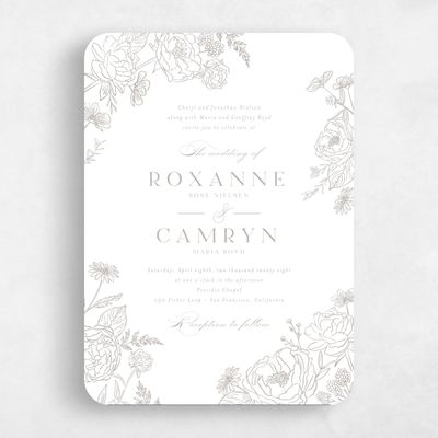 Grey Rounded Wedding Invitation - Astrid Portrait Letterpress