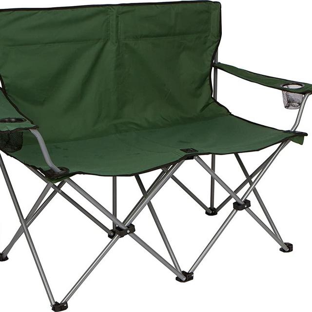 Trademark Innovations Loveseat Style Double Camp Chair with Steel Frame, 31.5", Army Green