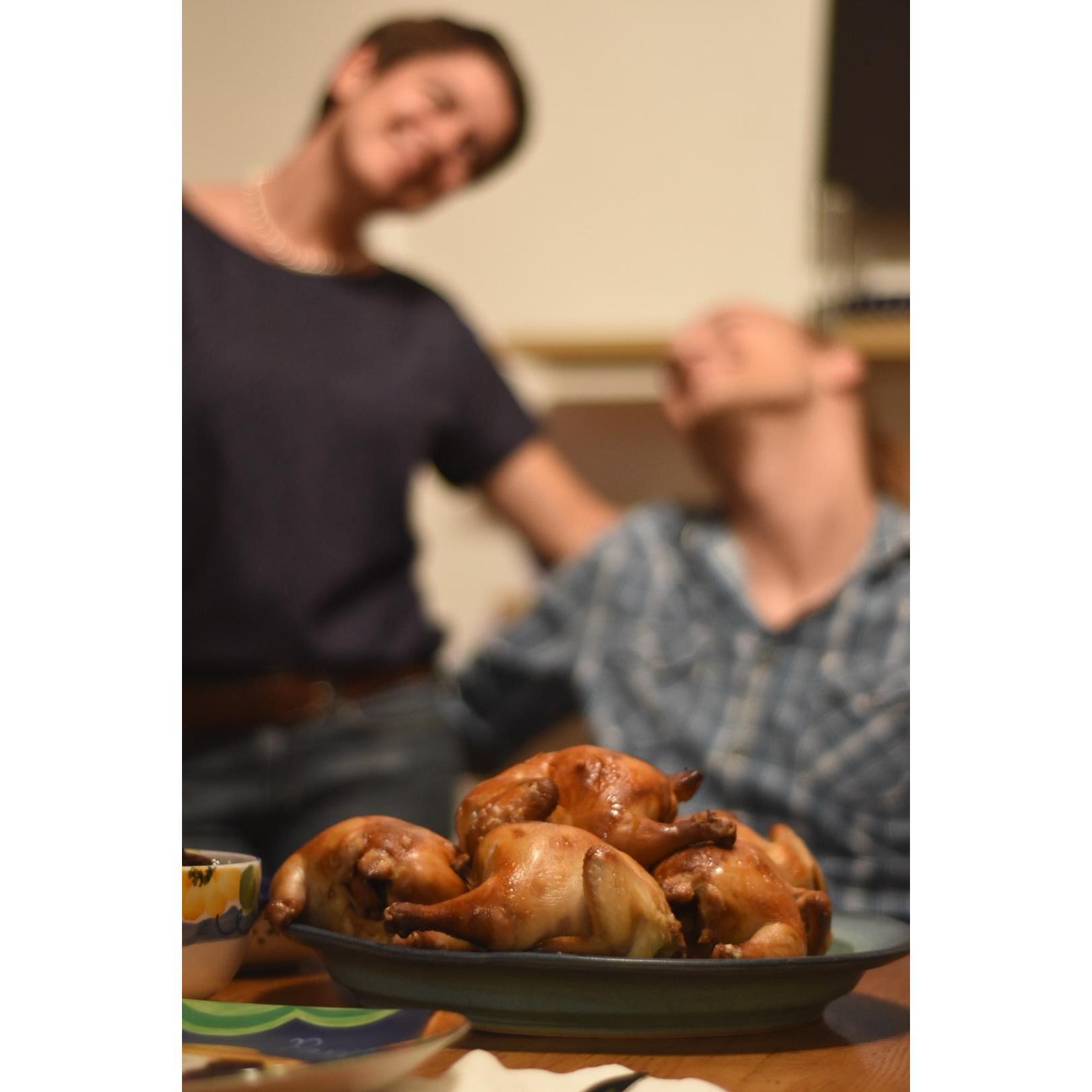 Love, Thanksgiving, and Cornish Hens (credit to Paula for this gem of a photograph)