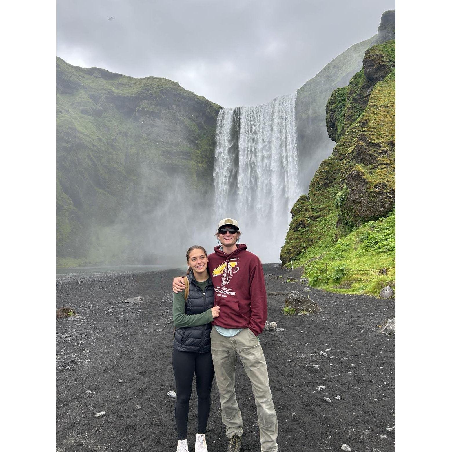 This photo was taken in front of the Icelandic waterfall, Skógafoss. To the right of this photo were 370 steps to the top! Ryan and I hiked to the top and viewed the several waterfalls above it.