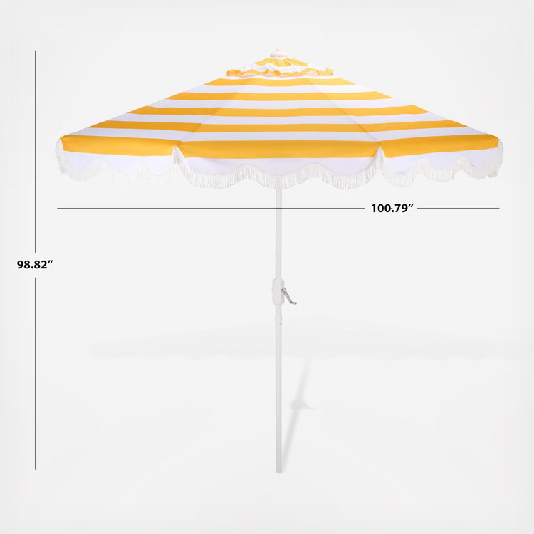beige and white striped patio umbrella Classy Beach Introducing the 10ft Umbrella Market 8.5' Round Black &