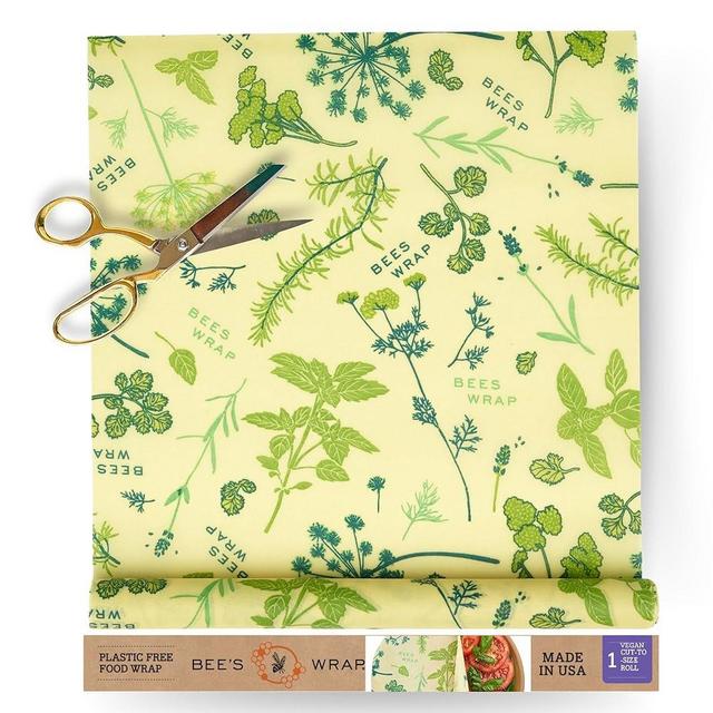 Bee's Wrap Reusable Beeswax Food Wraps Made in the USA, Eco Friendly Beeswax Food Wrap, Sustainable Food Storage Containers, Organic Cotton Food Wrap, XXL Cut To Size Wax Paper Roll, Vegan Herb Garden